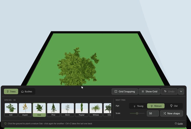 screen recording of trees being planted on a grassy board